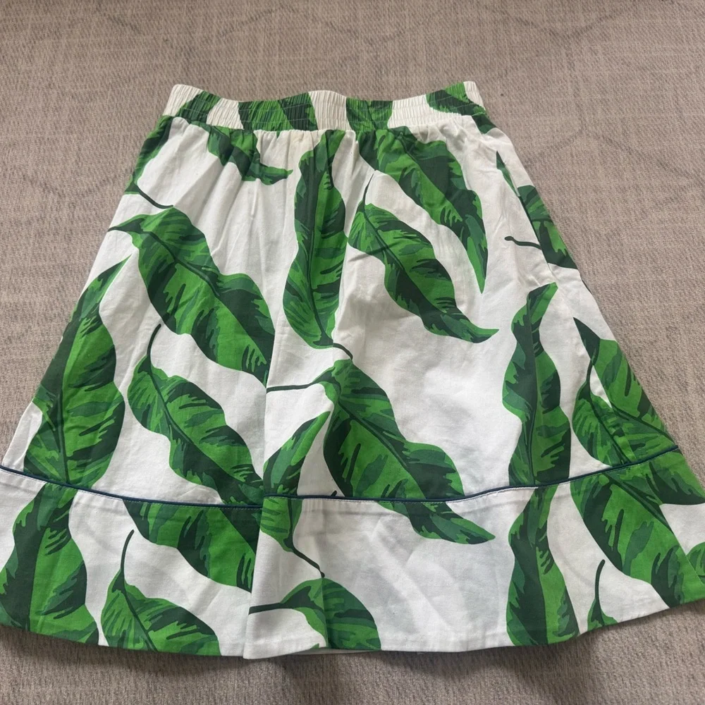 Katie Kime White Skirt with Green Leaf Print - Picture 10 of 14
